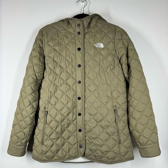 The North Face Women’s Green Thermoball Sherpa Lined Jacket Snap Front Coat Med